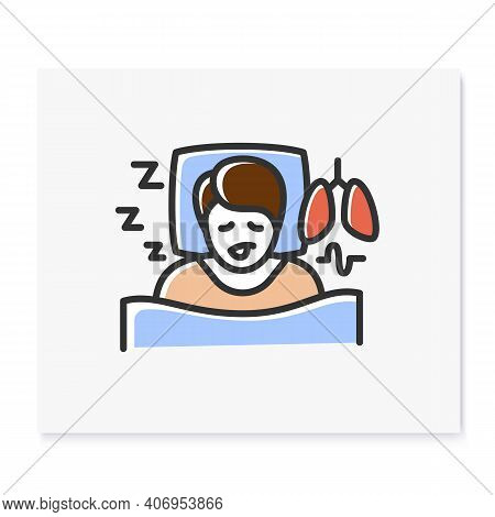 Sleep Study Color Icon. Unusual Breathing Patterns. Sleep Disorder. Healthy Sleeping Concept.sleep P