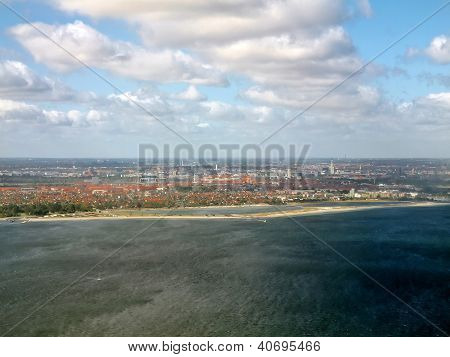 Kopenhagen staden och havet Flygfoto. Danmark. Europa