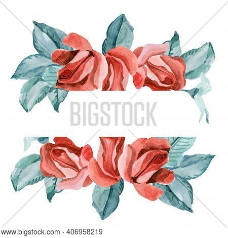 Roses End Peonies Watercolor Hand Drawn Seamless Pattern, Pink And Violet Flowers. Design For Invita