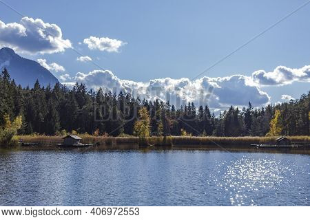 The Lake Of Fie In Trentino. A Place Surrounded By Nature With Trails For All Ages.