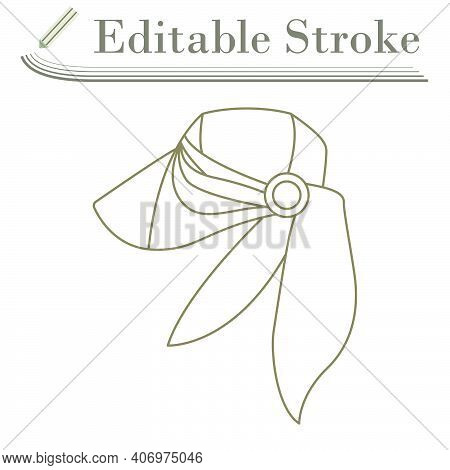 Business Woman Neck Scarf Icon. Editable Stroke Simple Design. Vector Illustration.