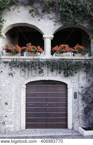 Torri Del Benaco, Italy - December 12 2020: On The Medium Veronese Coast Of Lake Garda, On The Borde