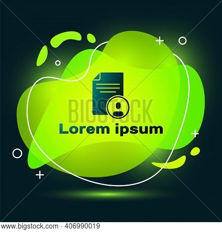 Black Resume Icon Isolated On Black Background. Cv Application. Searching Professional Staff. Analyz