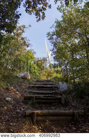 Naturalistic Trail Near The Wind Turbines Of Rivoli Veronese.