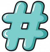 Illustration of a hash symbol on a white background