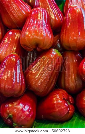 Pile Of Rose Apple On Sales In Thailand Open Market