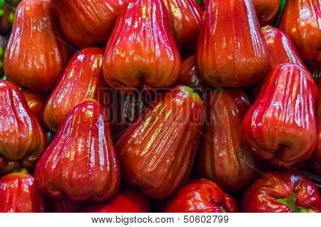 Pile Of Rose Apple On Sales In Thailand Open Market