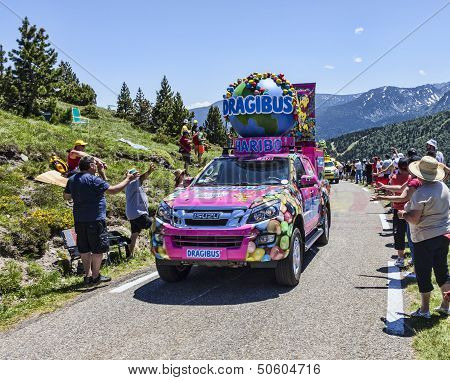 Haribo Car In Pyrenees Mountains