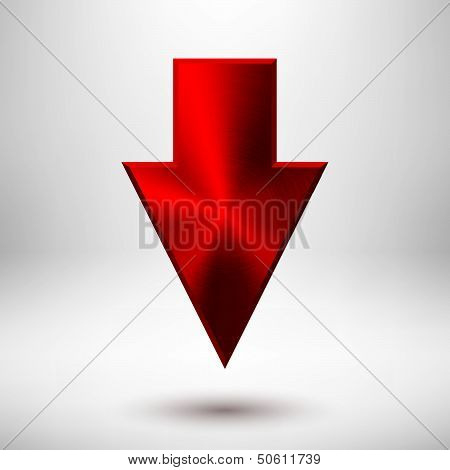 Down Arrow Sign with Red Metal Texture