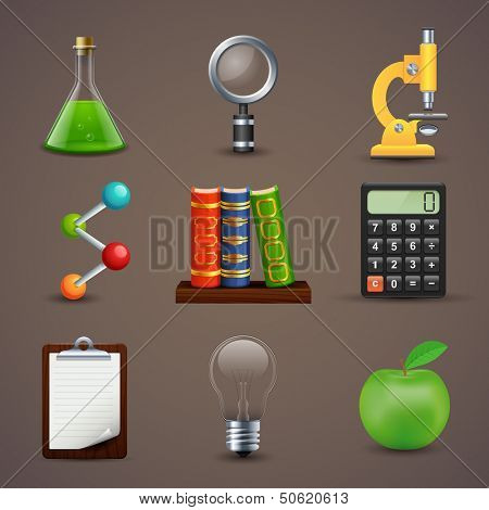 Vector illustration of icons on a theme of science