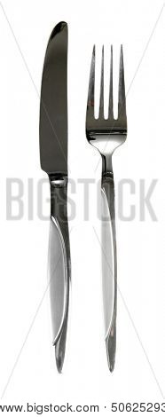 a set of knif and fork isolated on white