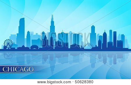 Chicago City Skyline Detailed Silhouette