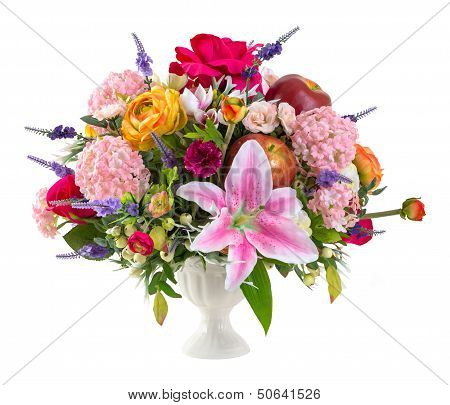 Flower Bouquet In Ceramic Vase