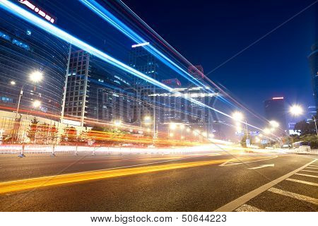 Light Trails On The Street In Beijing