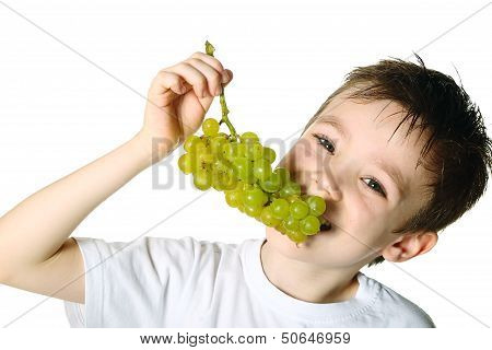 Boy with grapes