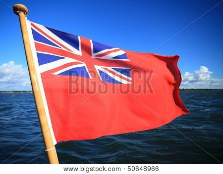 British Maritime Red Ensign Flag Blue Sky