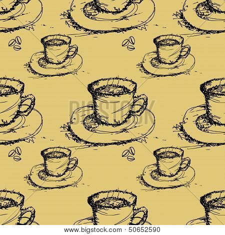 Seamless Coffee Pattern Background Vector.eps