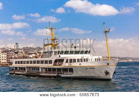 Ferryboat In Istanbul Turkey Transporting People