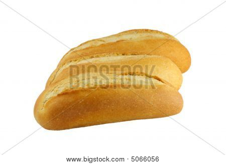 Drie vers brood geïsoleerd op witte achtergrond