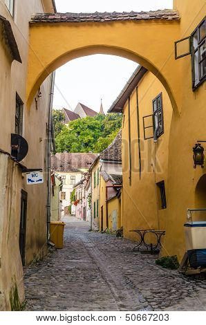 Medieval Street From Sighisoara, Romania