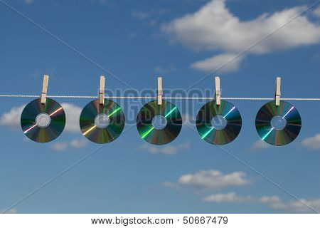 Five Cds On A Clotheslines