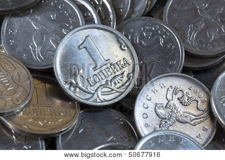 Many Russian Coins One Copeck