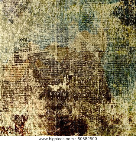 Grunge Abstract Newspaper Background For Design With Old Torn Posters