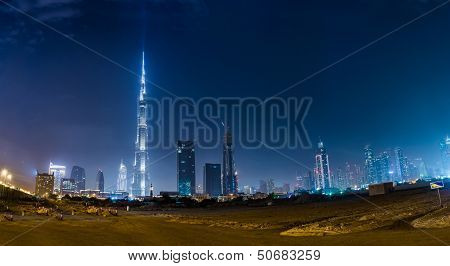 Dubai Panorama And Burj Khalifa Is Currently The Tallest Building In The World, At 829.84 M (2,723 F