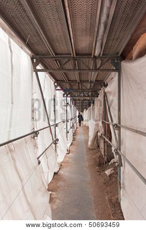 Scaffold At A Construction Area Subway