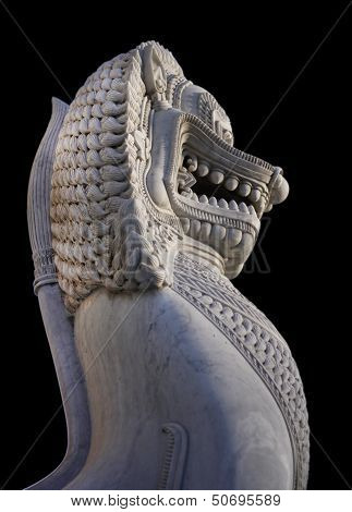 lion figurehead on black background