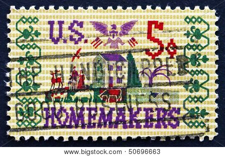 Postage Stamp Usa 1964 Farm Scene Sampler
