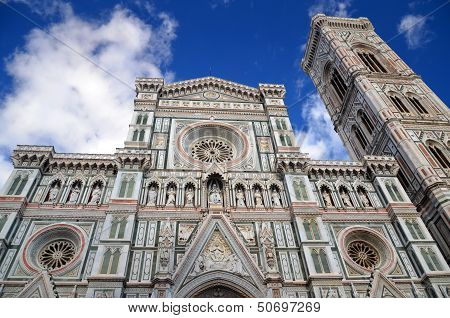 Spectacular view of famous marble cathedral Santa Maria del Fiore in Florence, Italy