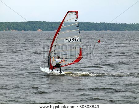 Windsurfer At Kaunas Sea On June 14, 2013 In Kaunas, Lithuania