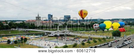 Hot Air Balloons In The Vilnius City Center