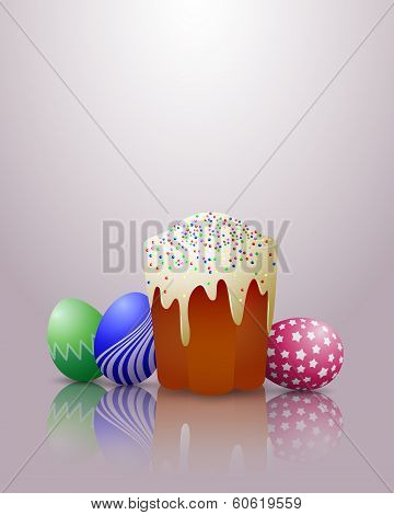 Easter Cake And Eggs.