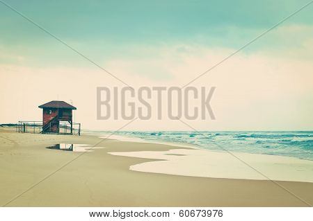Before The Storm Empty Beach,  vintage style