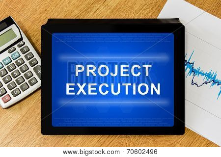 Project Execution Word On Digital Tablet