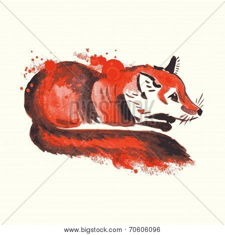 Abstract watercolor fox.