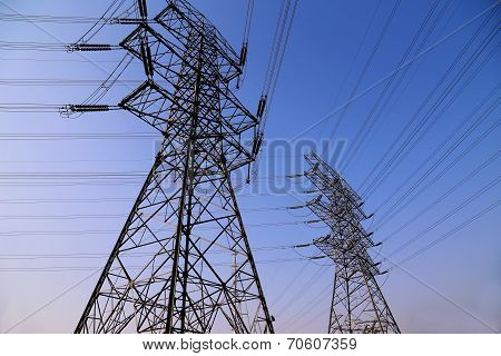 High Voltage Post.high-voltage Tower Sky Background.