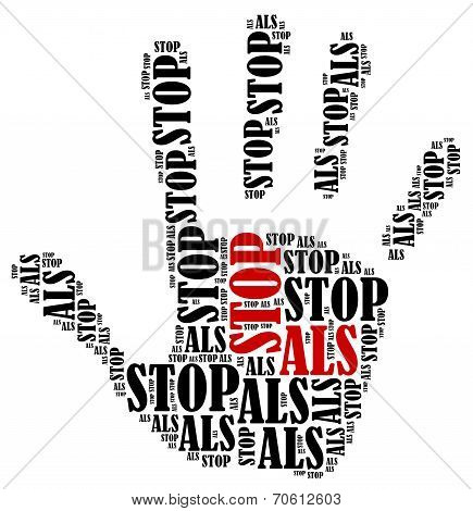 Als. Word Cloud Illustration Brain Disease Related.