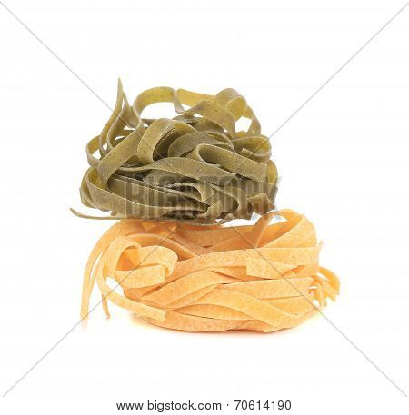 Tagliatelle paglia e fieno tipycal italian pasta.