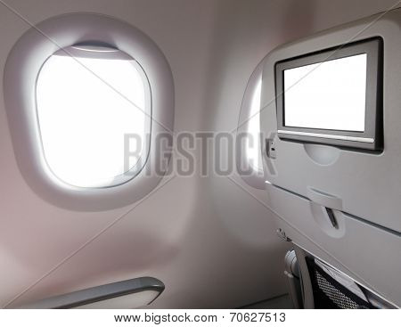 Airplane window seat with LCD screen