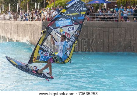 Windsurfing session in Siam park. PWA2014 Tenerife