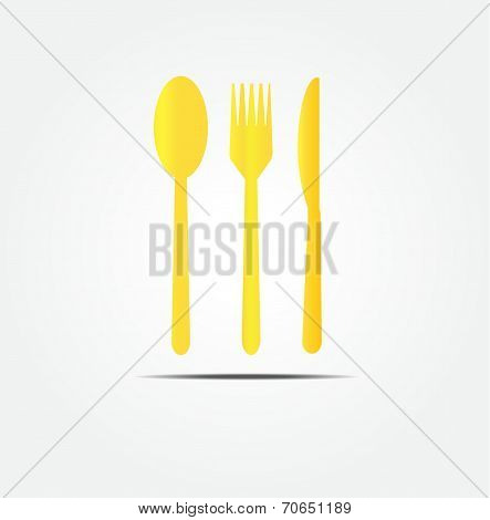 Spoon,fork And Knife Golden Set