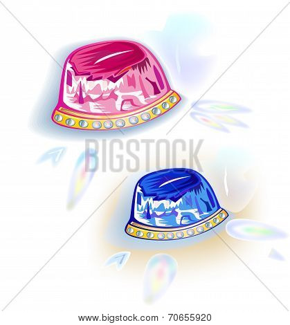 Gold Rim Pearls Ruby