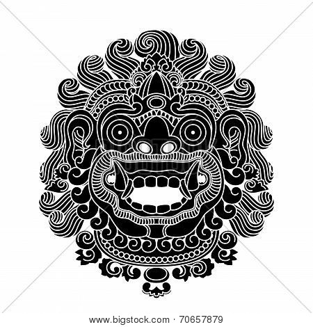 Mythological gods head, indonesian traditional art