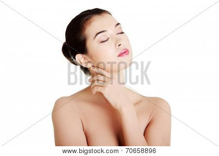 Baeutiful young woman portrait, isolated on white