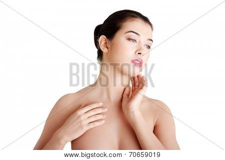Baeutiful young woman portrait, isolated on white