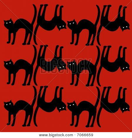 猫柄、赤い背景の上の分離