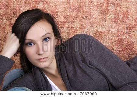 Bautiful Teenager On The Couch